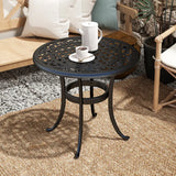 Outsunny Outdoor Garden Table, Cast Aluminium Patio End Table with Anti-slip Foot Pads for Garden, Patio, Balcony, 60 x 52.5cm, Black