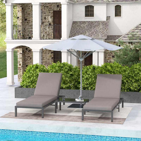 Outsunny Three-Piece Aluminium Lounger Set, with Reclining Backs