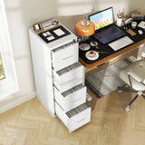 HOMCOM Four-Drawer Modern Steel Filing Cabinet - White