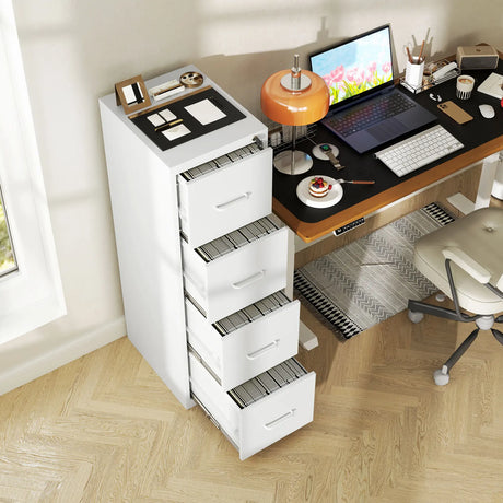 HOMCOM Four-Drawer Modern Steel Filing Cabinet - White