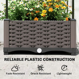 Outsunny Raised Garden Bed with Trellis, Plastic Planter Box with Drainage Holes, Drain Plugs and Water Reservoirs