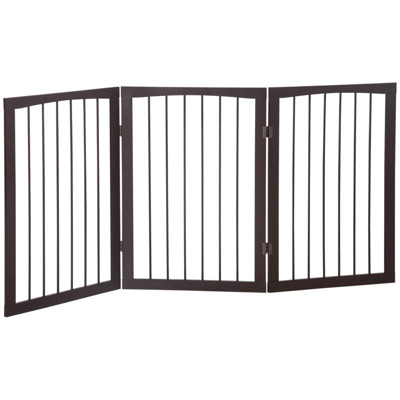 PawHut Folding 3 Panel Pet Gate Wooden Foldable Dog Fence Indoor Free Standing Safety Gate Portable Separation Pet Barrier Guard