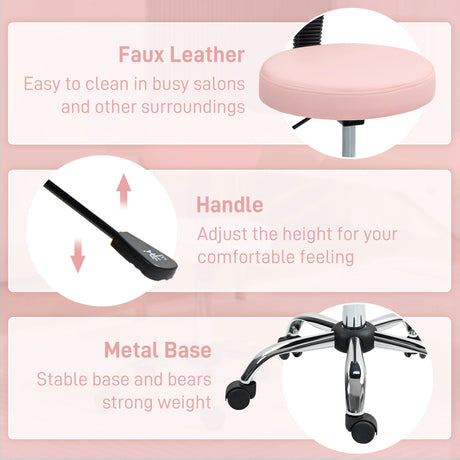 HOMCOM 360 Swivel Seat Salon Stool - Pink