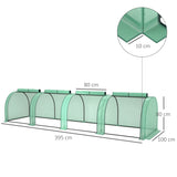 Outsunny Mini Greenhouse, Small Polytunnel Green House with Zipped Doors, Steel Frame for Garden Backyard, 395 x 100 x 80cm, Green