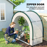 Outsunny Foldable Small Greenhouse, Portable Green House Mini Greenhouse with Zipper Door, PE Base, 200 x 80 x 164 cm, Green