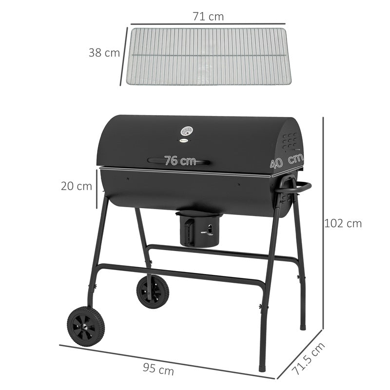 Outsunny Steel Charcoal BBQ, with Ash Catcher and Warming Rack