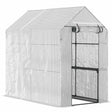 Outsunny Walk in Garden Greenhouse with 2-Tier Shelves Polytunnel Steeple Grow House 6 x 4 x 6ft White