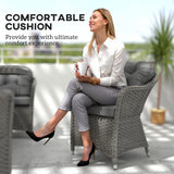 Outsunny Seven-Piece Rattan Dining Set - Light Grey