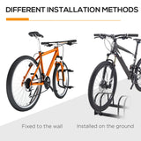 HOMCOM Bike Stand Parking Rack Floor or Wall Mount Bicycle Cycle Storage Locking Stand (3 Racks, Black)