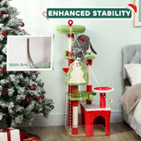 PawHut Cat Tree, 120cm Christmas Cat Tower with 3 Scratching Posts, Scratching Board, 2 Perches, Platforms, Toys, Green