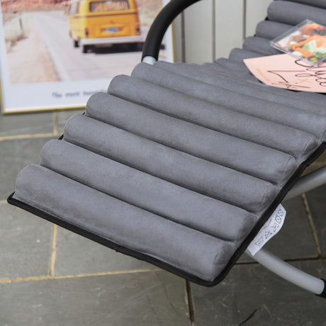 Outsunny Metal Orbital Rocking Chair Folding Lounger Anti-drop with Padded Mat Removable Design 145x74x86cm Black Grey