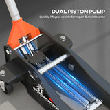 HOMCOM 3 Ton Hydraulic Low-Profile Floor Jack, with 7.5-50.5cm Lifting Range, Wheels, Orange