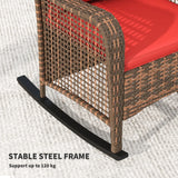 Outsunny Rattan Rocking Chair - Red