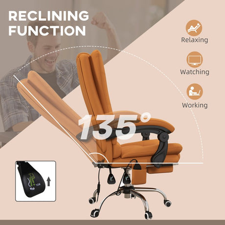 Vinsetto High Back Vibration Massage Office Chair, Heated Reclining PU Leather Computer Chair with 135° Reclining Back and Footrest, Black