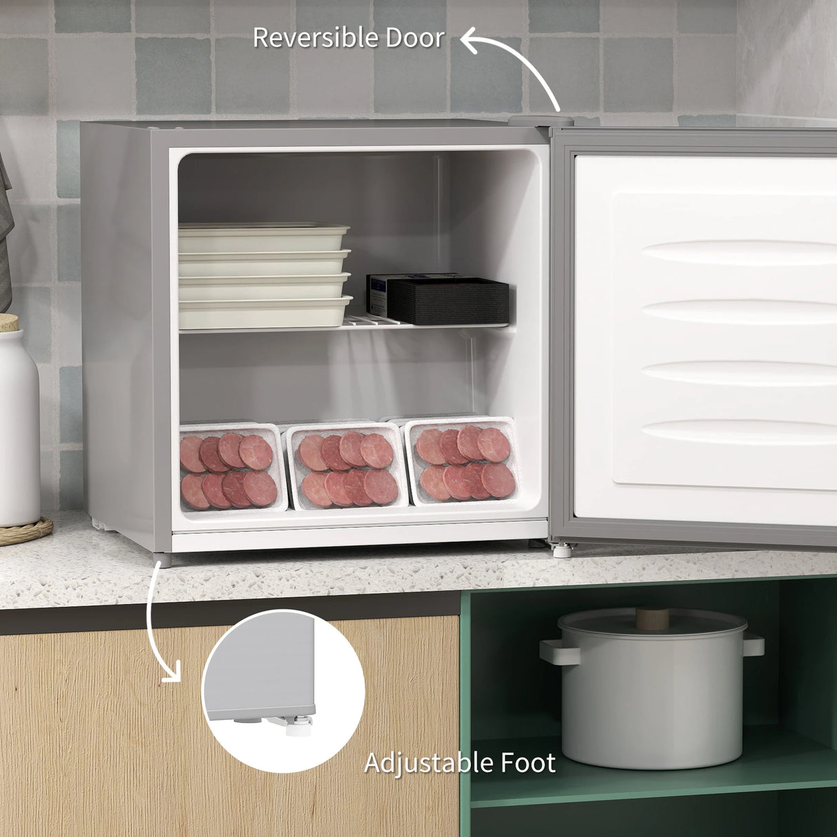 HOMCOM 35L Mini Freezer, -24 to -14 Temperature - Grey