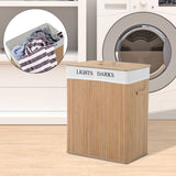 HOMCOM 100L Collapsible Natural Wood  Laundry Hamper Organizer Clothes Washing Basket Bin Storage Box w/Lid Removable Lining 52x32x63cm, Wood Color