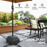 Outsunny Fillable Garden Parasol Base, Heavy Duty Parasol Base Stand Outdoor Umbrella Stand, Filled Up to 24kg with Sand or 20kg with Water, Sun Umbrella Base for 38 mm Poles, Black