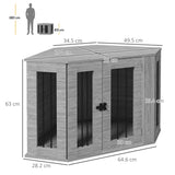 PawHut 2 in 1 Dog Crate Furniture Side Table with Cushion for Medium Dogs, 104 x 55 x 63cm - Grey