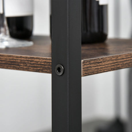 HOMCOM Industrial Bar Height Dining Table Set With 2 Stools & Side Shelf, 3 Pieces Coffee Table for Dining Room, Kitchen, Dinette