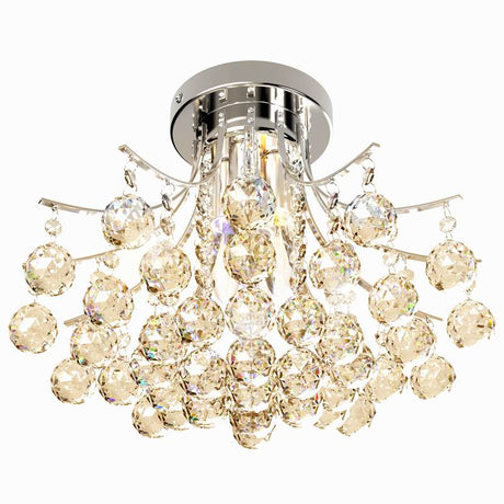 HOMCOM Crystal Chandeliers, K9 Droplets Ceiling Light with 3 E14 Bulb Base, Pendant Lights for Living Room, Bedroom, Dining Room, Hallway, Kitchen