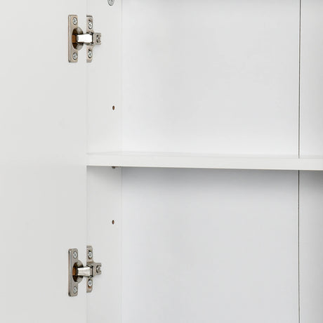 HOMCOM Bathroom Mirror Cabinet Wall Mounted Storage Shelf Bathroom Cupboard Double Door, White