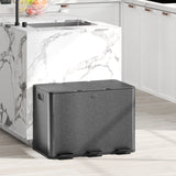 HOMCOM 3 x 20L Pedal Bin, Steel Triple Kitchen Bin with Soft Close Lid, Removable Inner Buckets, Fingerprint-Proof, Black
