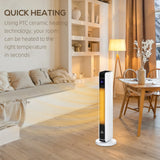 HOMCOM 1100W/2200W Space Heater with 65 Oscillation & 8-Hour Timer and Overheat & Tip Over Protection, Room Heater with 2 Heat and Fan for Bedroom, 29 inch