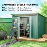 Outsunny 8.5 x 6ft Metal Shed with Lightsky Panels, Garden Storage Tool House with Double Doors for Garden, Patio and Lawn, Green