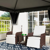 Outsunny 3 Pieces Rattan Bistro Set Balcony Furniture with Cushions, Storage Function - Cream White