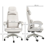 Vinsetto Linen-Look Office Chair, with 160 Reclining Back and Footrest - White