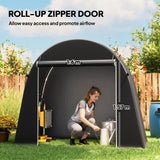 Outsunny 8 x 4 ft Garden Storage Tent, Waterproof Bike Tent with Roll-up Zipper Door and Galvanised Metal Frame, Dark Grey