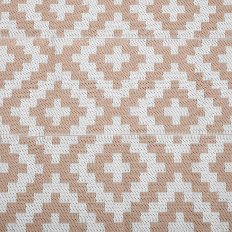 Outsunny Reversible Outdoor RV Rug, Patio Floor Mat, 274 x 182 cm Plastic Straw Rug for Garden, terrace, Beach, Camping, Coffee & White