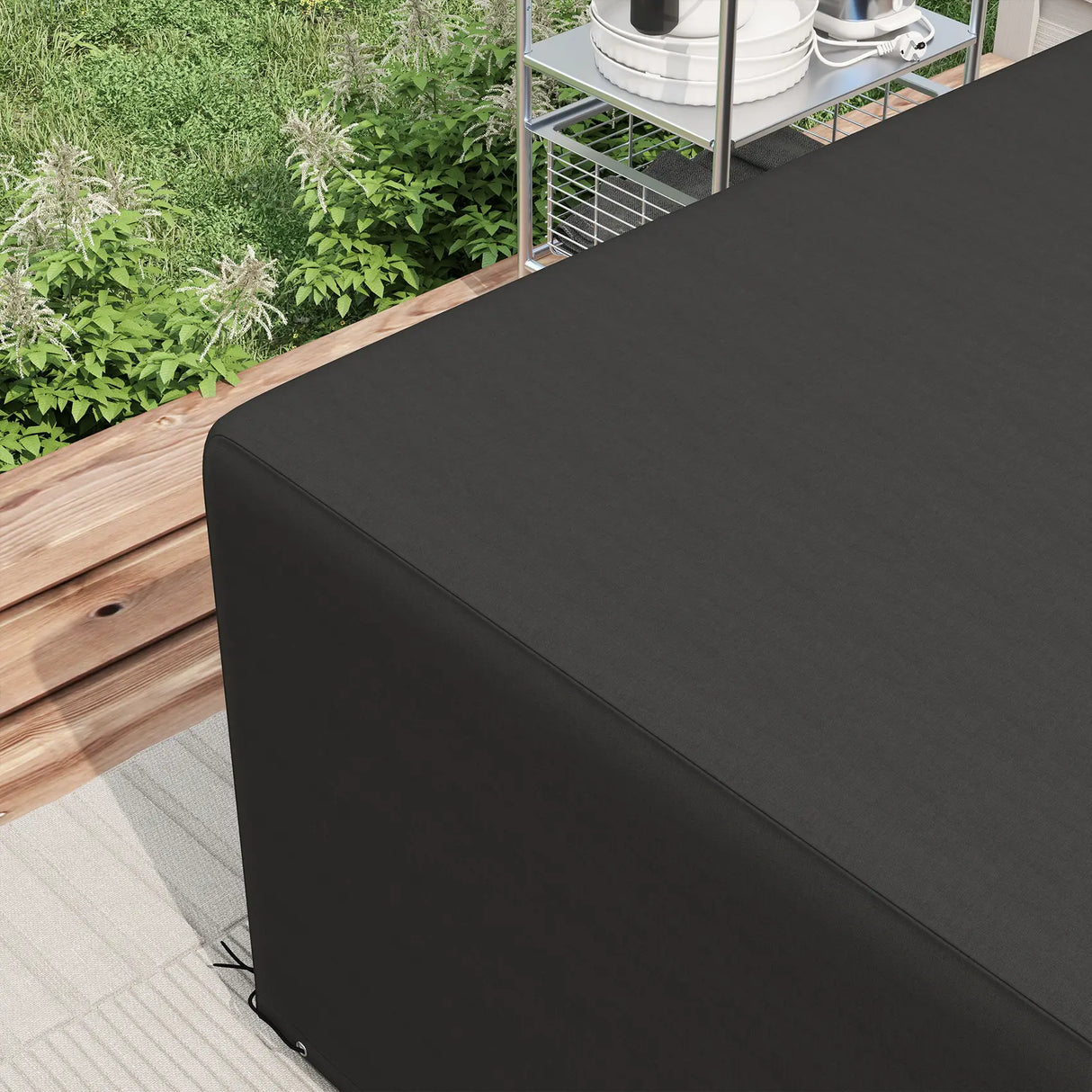 Outsunny Outdoor Garden Furniture Cover Waterproof, Anti-UV 600D Heavy Duty Oxford Fabric Patio Furniture Cover for Rectangular Sofa Table Set, Black, 245 x 165 x 66 cm