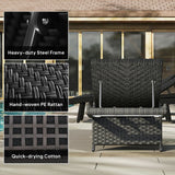 Outsunny Outdoor PE Rattan Sun Lounger, Folding Wicker Garden Lounger Recliner with 4-Level Adjustable Backrest, Rolling Sunbed Lounge Chair with Wheels, Non-Slip Legs for Balcony, Beach, Black