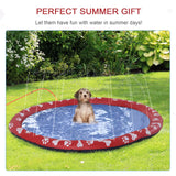 PawHut Dog Splash Pad, Pet Sprinkler Mat, Non-Slip Dog Paddling Pool, Foldable Outdoor Sprinkler and Splash Mat Water Play for Garden, Patio, Summer Fun, 150 cm