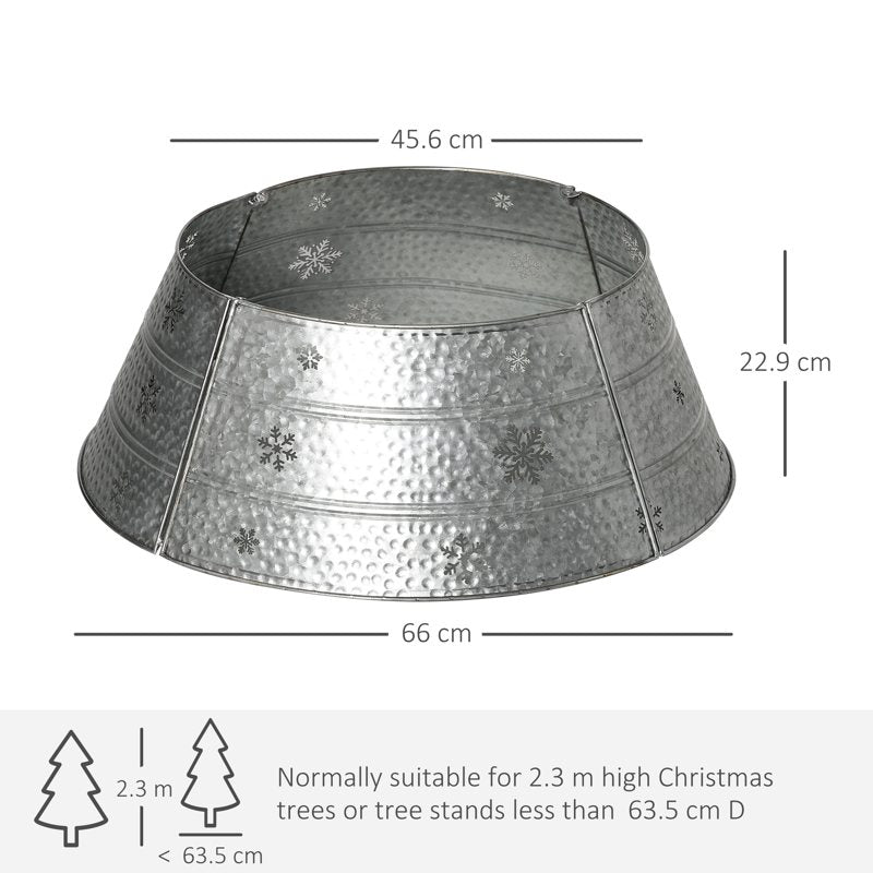 HOMCOM 66cm Hammered Steel Christmas Tree Base Collar