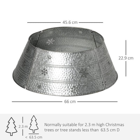 HOMCOM 66cm Hammered Steel Christmas Tree Base Collar