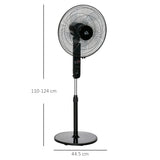 HOMCOM 18" Pedestal Fan, Oscillating Standing Fan with Remote Control, Floor Fan with Adjustable Height, 3 Speed, 7.5-Hour Timer, Black