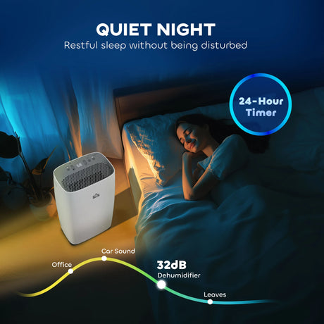 HOMCOM 12L/Day Dehumidifier with Continuous Drainage, 2.5L Water Tank, 24H Timer, Humidity Display, for Home Damp, Condensation, Mould and Laundry Drying, White