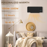 HOMCOM 2000W Wall Mounted Heater, 18-45C Temperature, Black