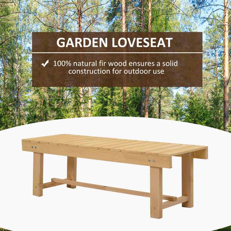 Outsunny 5 Pieces 2-seater Outdoor Indoor Wooden Garden Bench Fir Patio Loveseat, 110L x 38W x 35Hcm, Natural