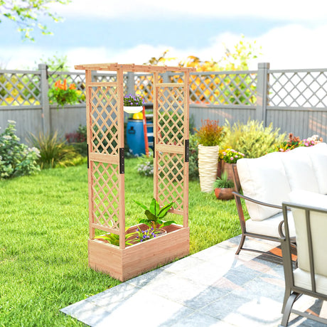 Outsunny Fir Wood 110 x 44 cm Planter and Trellis Garden Bed