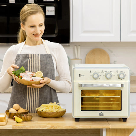 HOMCOM 20L 90-230 Mini Electric Oven - Cream