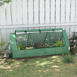 Outsunny Portable Small Polytunnel, Mini Greenhouse with Mesh Windows for Indoor and Outdoor, 240x90x90cm, Green