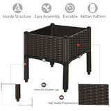 Outsunny 26L Garden Raised Bed Elevated Patio Flower Plant Planter Box PP Vegetables Planting Container, Brown