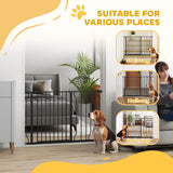 PawHut Wide Dog Safety Gate, with Door Pressure, for Doorways, Hallways, Staircases - Black
