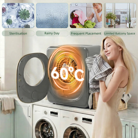 HOMCOM 4kg Vented Tumble Dryer with 5 Drying Mode, 800W Compact Freestanding Front Tumble Dryer Grey
