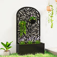 Outsunny Metal Garden Bed for Garden with Trellis, Wall Mounted or Freestanding Raised Planter with Curved Privacy Screen