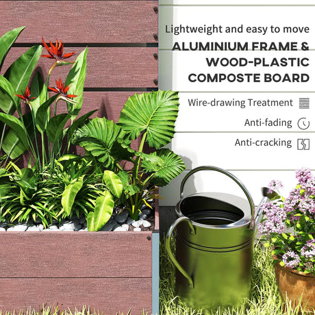 Outsunny 34 x 69.5cm Garden Planter Box, with Back Trellis, Brown
