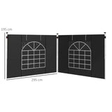 Outsunny Gazebo Side Panels, 2 Pack Sides Replacement, for 3x3(m) or 3x6m Pop Up Gazebo, with Windows and Doors, Black